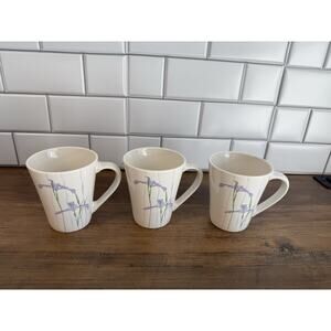 Set Of 3 Corelle Shadow Iris Porcelain Coordinates Coffee Mugs USA Corning